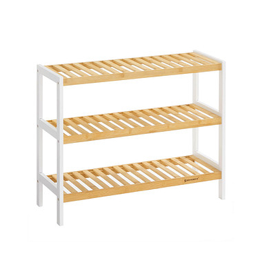 Schuhregal weiß, natur 70,0 x 26,0 x 55,0 cm