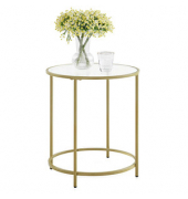 Beistelltisch LGT20G, 55cm (H), 50x50cm (BxT), rund, glasklar / gold