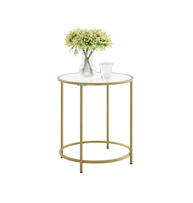 Beistelltisch LGT20G, 55cm (H), 50x50cm (BxT), rund, glasklar / gold