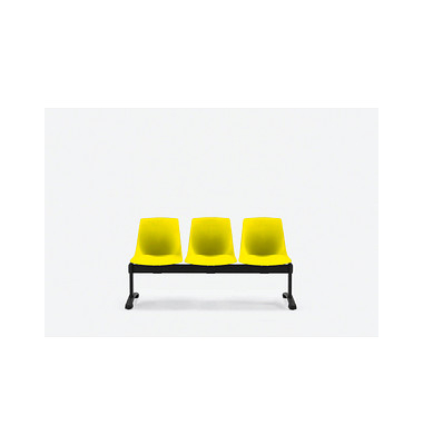 3-Sitzer Traversenbank BLOOM gelb schwarz Kunststoff