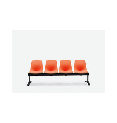 4-Sitzer Traversenbank BLOOM orange schwarz Kunststoff