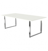 Konferenztisch Yukon   114324.1, manuell höhenverstellbar 68-82cm (H), 200x100cm (BxT), 6 Personen, rechteckig, weiß / silber