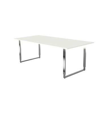 Konferenztisch Yukon   114324.1, manuell höhenverstellbar 68-82cm (H), 200x100cm (BxT), 6 Personen, rechteckig, weiß / silber