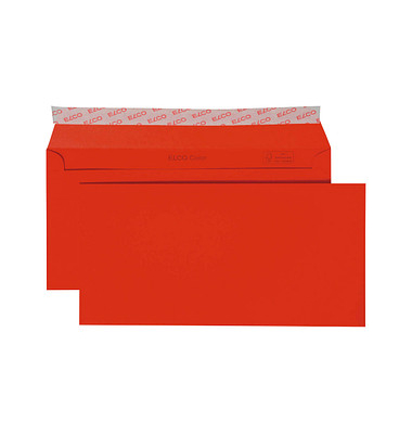 Briefumschläge Color DIN lang ohne Fenster intensivrot haftklebend