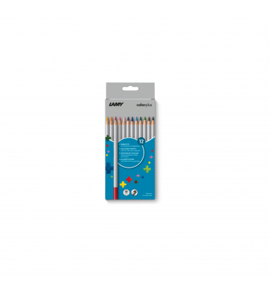 Farbstifte-Set colorplus, 1233468, 12-farbig sortiert, dreikant, ergonomisch, Packung