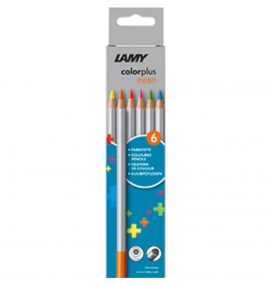 Farbstifte-Set colorplus neon, 1235193, 6-farbig sortiert neon, dreikant, ergonomisch, Packung