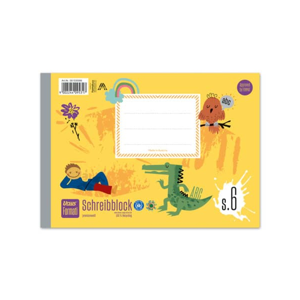 2 Stück Staufen Schreiblernheft 061530086 FORMATI, Lineatur S6 / Schreiblern-Lineatur / keine, A5 quer, 80g, gelb, 48 Blatt / 96 Seiten 90022440