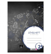 Schulheft 100050039, Lineatur 25 / liniert mit wei&szlig;em Rand / keine, A4, 80g, schwarz, 16 Blatt / 32 Seiten