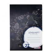Schulheft 100050041, Lineatur 27 / liniert mit Rand innen/au&szlig;en / keine, A4, 80g, schwarz, 16 Blatt / 32 Seiten