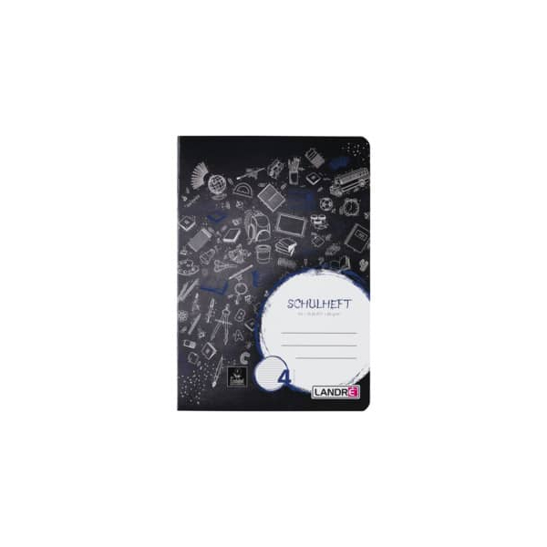 10 Stück Landre Schulheft 100050070, Lineatur 4 / liniert / keine, A5, 80g, schwarz, 16 Blatt / 32 Seiten 4006144240049 Landre