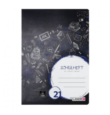 Schulheft 310401621, Lineatur 21 / liniert / keine, A4, 80g, schwarz, 16 Blatt / 32 Seiten