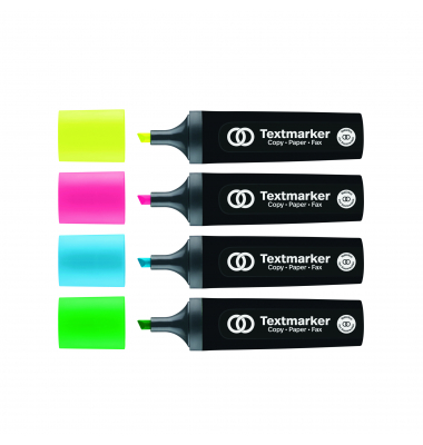 Textmarker oeco No. 10, 3128, Set, farbig sortiert (rosa/gelb/gr&uuml;n/blau), 2-5mm Keilspitze