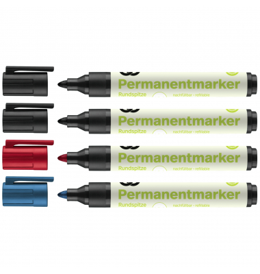 Permanentmarker oeco 3112 2 x schwarz, je 1 x rot, blau 1,5-3mm 