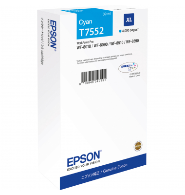 Druckerpatrone T7552XL C13T75524N (T7552), cyan, ca. 4000 Seiten