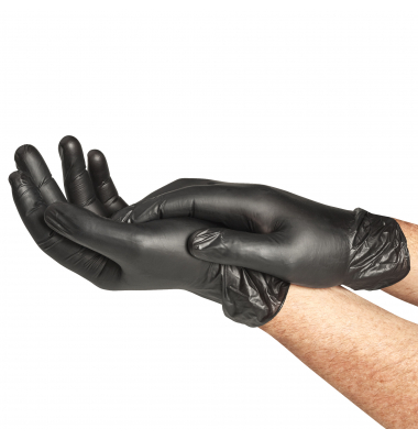 Einweghandschuhe Black Protect, Nitril, lebensmittelecht, schwarz, Größe 7 / S,