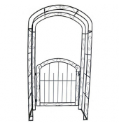 Rankbogen mit Tor MAYON Metall braun Bogen 115,0 x 215,0 cm