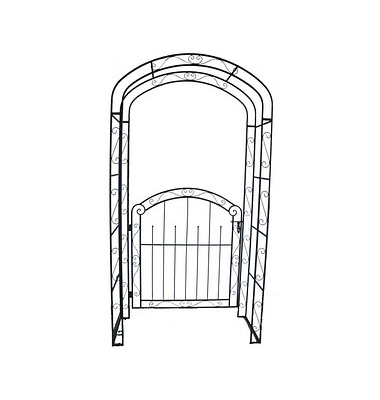 Rankbogen mit Tor MAYON Metall braun Bogen 115,0 x 215,0 cm