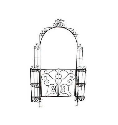 Rankbogen mit Tor LAKI Metall schwarz Bogen 156,0 x 233,0 cm