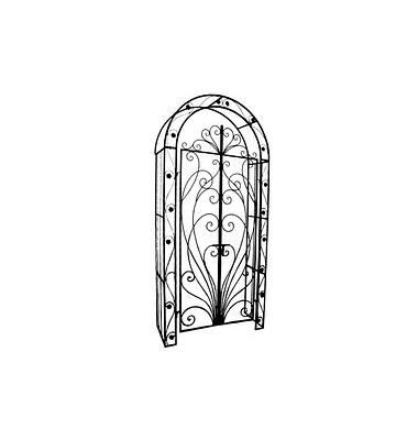 Rankbogen mit Tor BAGANA Metall braun Bogen 108,0 x 229,0 cm