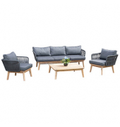 Loungegruppe Sunny Smart Bridgeport dunkelgrau, natur Metall, 14-teilig