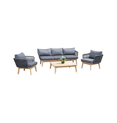 Loungegruppe Sunny Smart Bridgeport dunkelgrau, natur Metall, 14-teilig