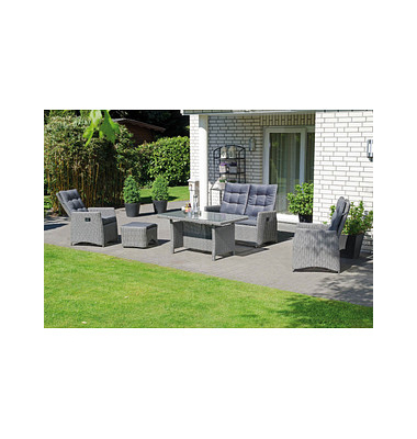Sitzgruppe Sunny Smart Roseville dunkelgrau, antikgrau Kunststoff, Metall, 14-teilig