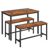 Sitzgruppe, schwarz Holz, Metall, 3-teilig