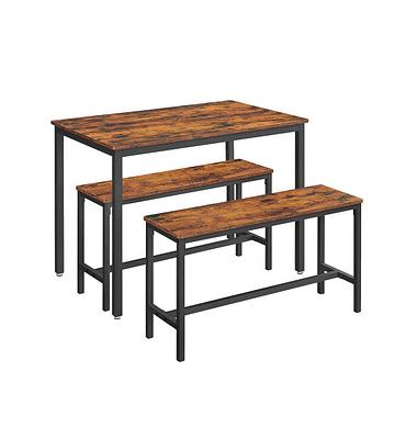 Sitzgruppe, schwarz Holz, Metall, 3-teilig