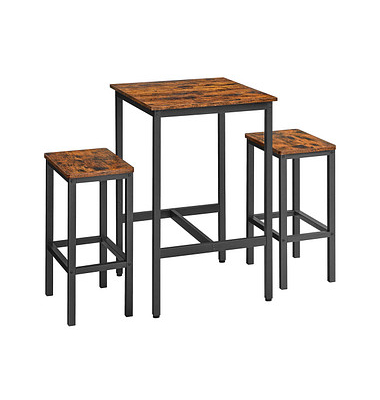 Bartisch-Set, schwarz Holz, Metall, 3-teilig