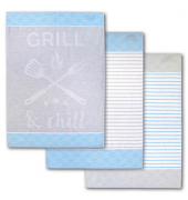 Geschirrtücher GRILL & chill hellblau grau 50,0 x 70,0 cm