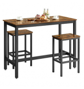 Bartisch-Set, schwarz Holz, Metall, 3-teilig