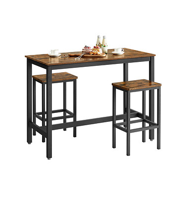 Bartisch-Set, schwarz Holz, Metall, 3-teilig