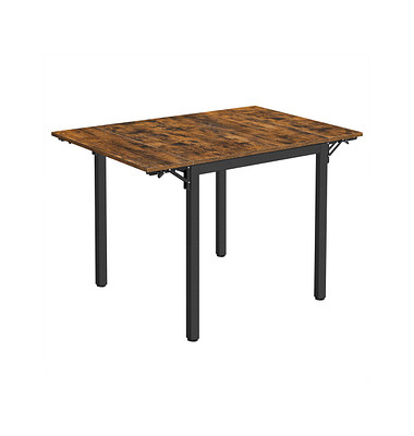 Esstisch KDT077B01, 75cm (H), 76 / 98 / 120x78cm (BxT), rechteckig, braun / schwarz