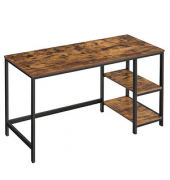 Schreibtisch, 75cm (H), 140x60cm (BxT), rechteckig, braun / schwarz