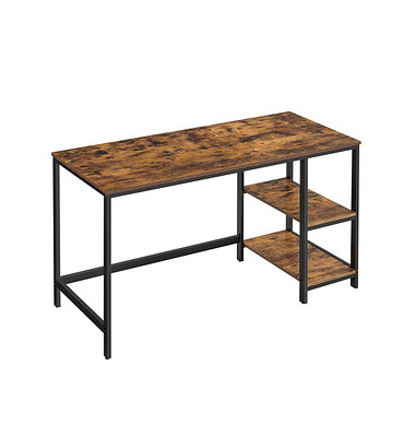 Schreibtisch, 75cm (H), 140x60cm (BxT), rechteckig, braun / schwarz