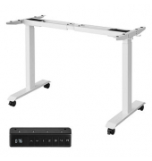 Schreibtischgestell, elektrisch höhenverstellbar, 69-115cm (H), 107,5-175x60cm (BxT), C-Fuß-Gestell, weiß