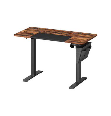 Sitz-Steh-Schreibtisch, elektrisch höhenverstellbar, 72-120cm (H), 120x60cm (BxT), rechteckig, braun / schwarz