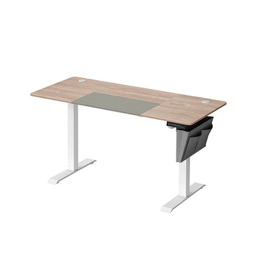Sitz-Steh-Schreibtisch, elektrisch höhenverstellbar, 72-120cm (H), 140x60cm (BxT), rechteckig, greige / weiß