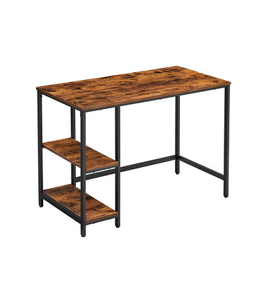 Schreibtisch, 75cm (H), 100x50cm (BxT), rechteckig, braun / schwarz