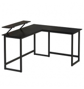 Schreibtisch, 76cm (H), 130 / 140x50cm (BxT), L-Form, schwarz / schwarz