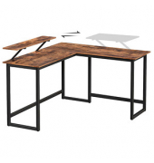 Schreibtisch, 76cm (H), 130 / 140x50cm (BxT), L-Form, braun / schwarz