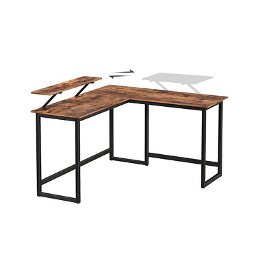 Schreibtisch, 76cm (H), 130 / 140x50cm (BxT), L-Form, braun / schwarz