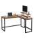 Schreibtisch, 76cm (H), 130 / 140x50cm (BxT), L-Form, braun / schwarz