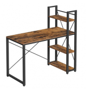 Schreibtisch, 76cm (H), 120x56cm (BxT), rechteckig, braun / schwarz