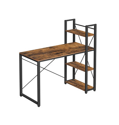 Schreibtisch, 76cm (H), 120x56cm (BxT), rechteckig, braun / schwarz