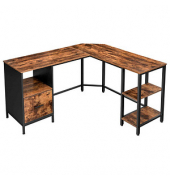 Schreibtisch, 75cm (H), 150x50cm (BxT), L-Form, braun / schwarz