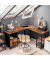 Schreibtisch, 75cm (H), 150x50cm (BxT), L-Form, braun / schwarz