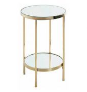 Beistelltisch 52184, 46cm (H), 28x28cm (BxT), rund, Spiegel / gold