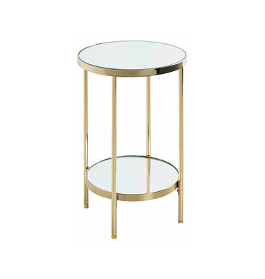 Beistelltisch 52184, 46cm (H), 28x28cm (BxT), rund, Spiegel / gold