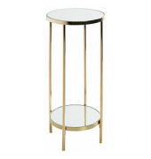 Beistelltisch 52185, 66cm (H), 28x28cm (BxT), rund, Spiegel / gold